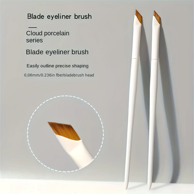 1/2/3 porcelain white precision angle eyeliner pencil and eyebrow brush set - nylon brush, suitable for all skin types