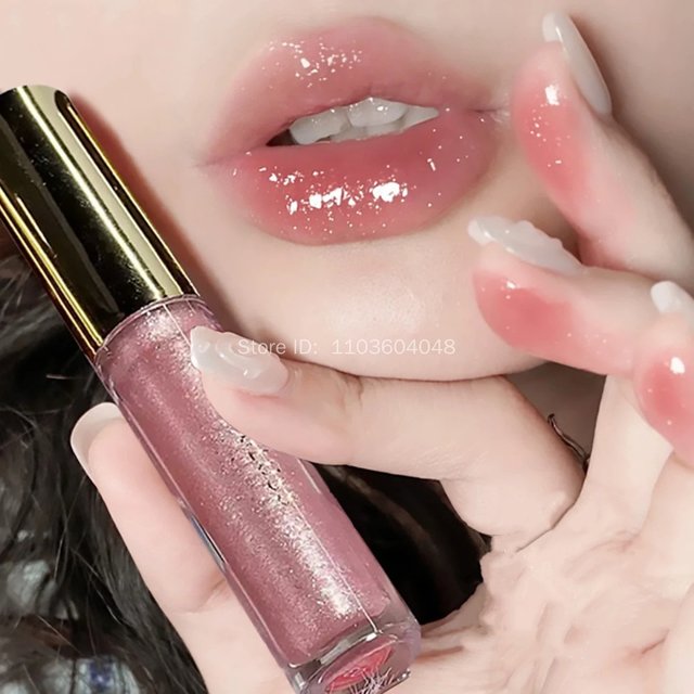 Waterproof Diamond Shimmer Glitter Lip Gloss Liquid Lipstick Shiny Pearl Lip Glaze Lasting Moisturizing Lip Tint Women Makeup