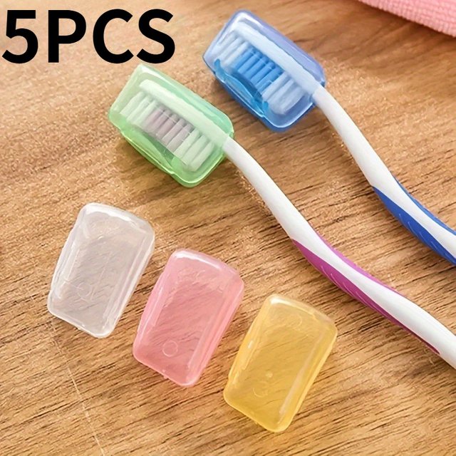 5Pcs Travel Toothbrush Head Caps - Hygienic Cover for Dental Brush Heads, Portable for On-the-Go. Travel Accessories