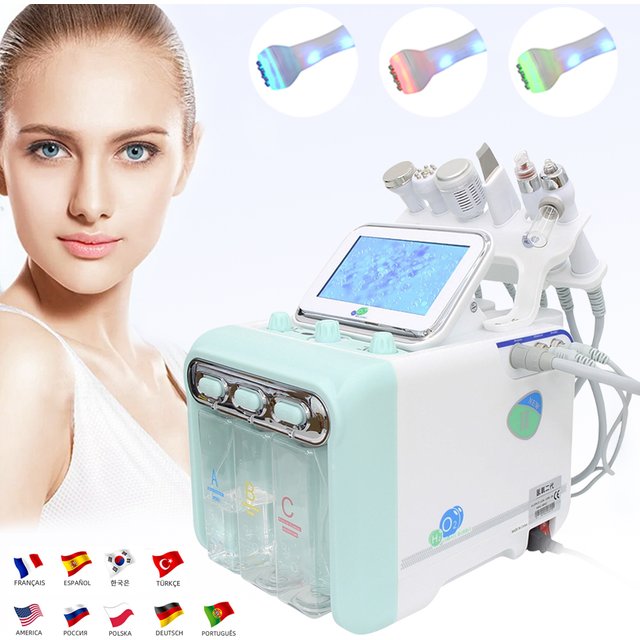 6 en 1 H2O2 Hydro Dermabrasion Machine faciale eau oxygène nettoyage de la peau levage professionnel