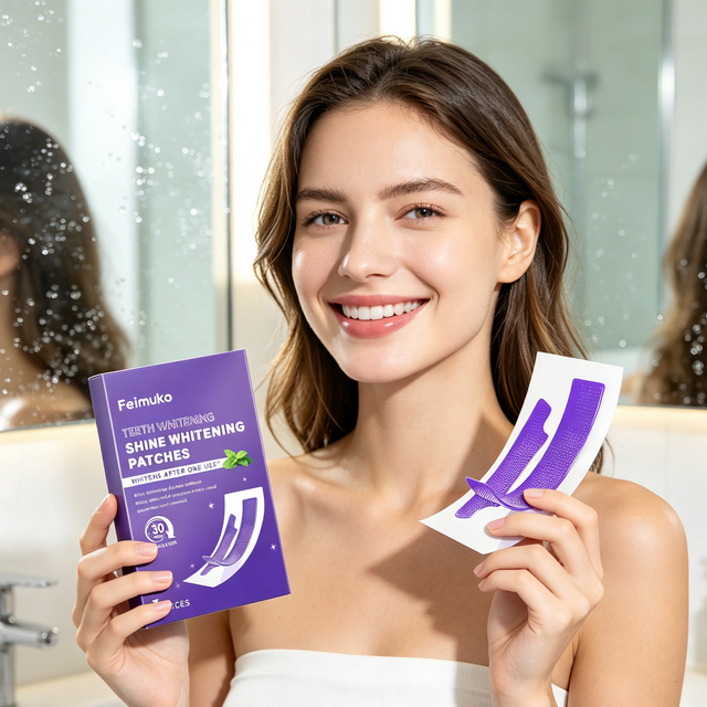 Feimuko Purple Teeth Whitening Strips for Sensitive Teeth Cleaning Tartar Remover Oral Hygiene Brighten Teeth Bleach Strips 7pcs