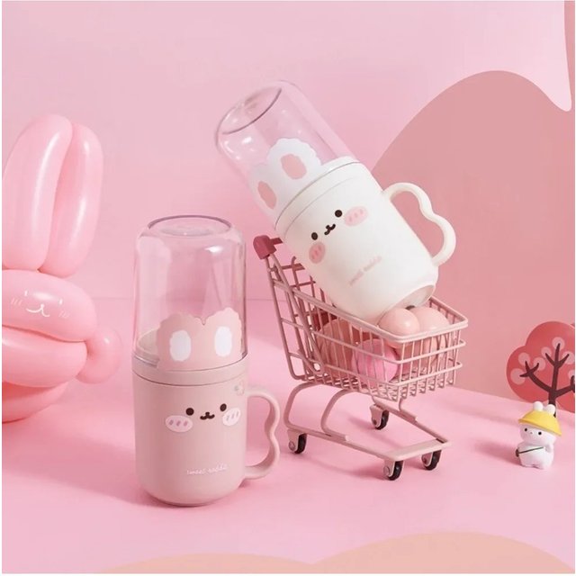 Compact Portable Cartoon Toothbrush Box Mouthwash Cup Plastic Travel Wash Cup
