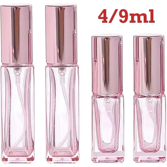Mini flacon pulvérisateur en verre avec bouchon en aluminium, bouteilles de parfum en or rose, conteneurs cosmétiques, atomiseur de parfum de voyage Portable, 4/9ml