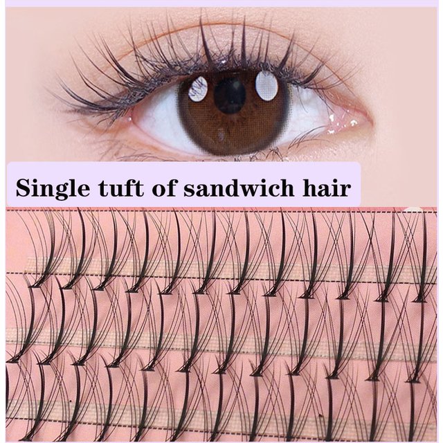 Anlinnet Professional Makeup 60 Clusters Personal Cluster Eyelash Single Tuft of M Sandwich Eyelash Grafting False Eyelashes