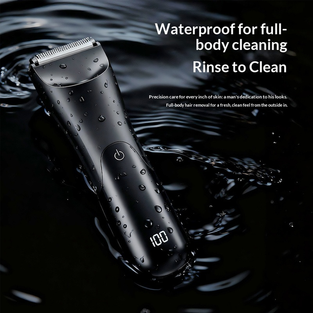 Electric Groin Hair Trimmer for men,Body Groomer & Pubic Waterproof Hair Trimmer,Replaceable Ceramic Blade