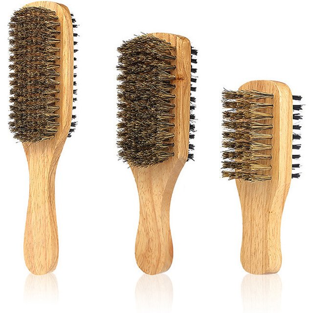 Boar Bristle Hair Brush for men Natural Wooden Wave Anti-Static Comb for MaleStyling Beard, Hairbrush Handle, Styling Tool Bea