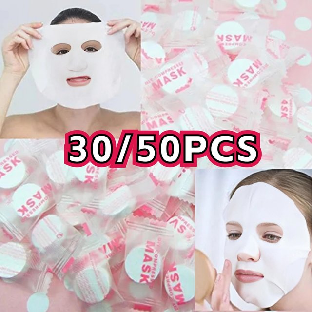 Masque Facial compressé jetable, en coton, Non tissé, Portable, pour voyage, soins de la peau, lot