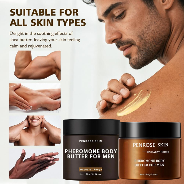 Penrose Skin Pheromone Body Butter for men Baccarat Rouge Scent Nourishing Long Lasting Fragrance Skin Deep Moisturizer 150g