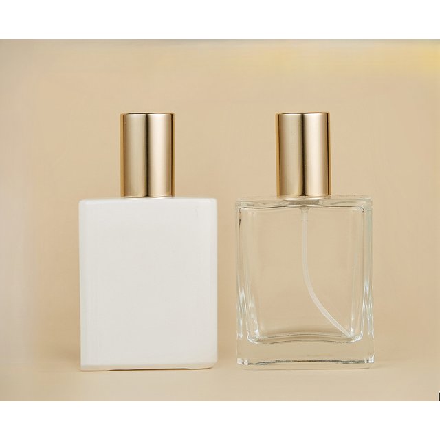 Bouteille de parfum en verre carré noir et blanc à vis de 30ml, emballage cosmétique, les bouteilles vides peuvent être remplies de bouteilles de parfum