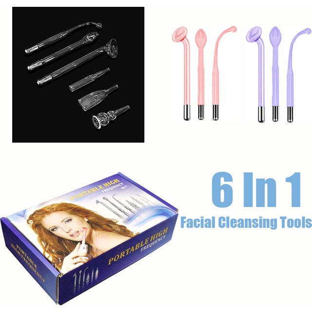 6PCS/Box High Frequency Glass Tube Facial Care Accessory Set Vacuum Powered Blackhead Remover Skincare Tool Home Facial Care