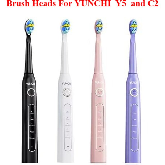 8 Pcs Replacement Brush Heads For YUNCHI Y5 and C2 Electric Toothbrush Head, black and white ,Only for Yunchi C2 and Y5