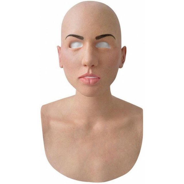 Women Bald Latex Halloween Face Mask Realistic Head Cover for Costume Prop Theatrical Use Party