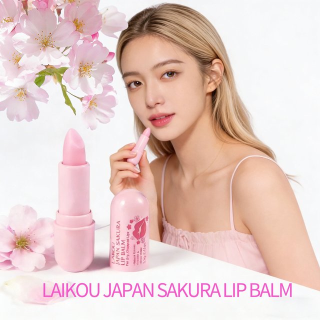 LAIKOU Sakura Lip Balm, Nourishing Hydrating Lip Care, Long-Lasting Moisturizer, Prevent Dry Cracked Lips, Daily Lip Repair