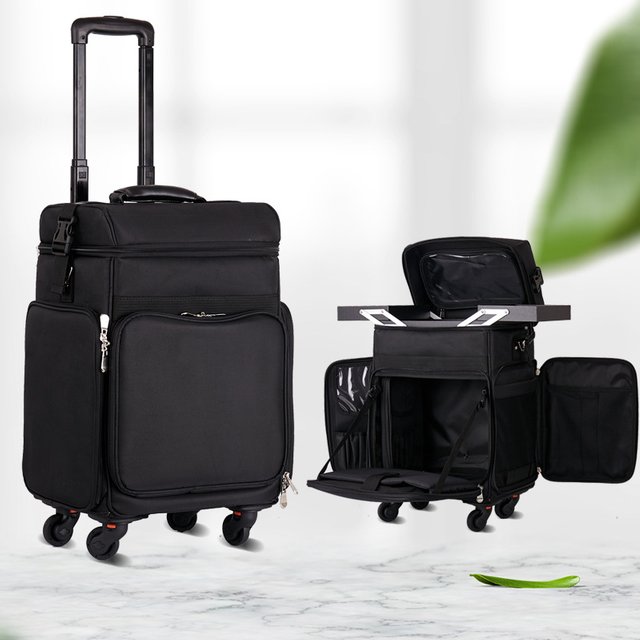 Relavel Rolling Makeup Case Wheels and Adjustable Dividers Professional Makeup Artist Bag 4 in 1 Extra Large Makeup Bag