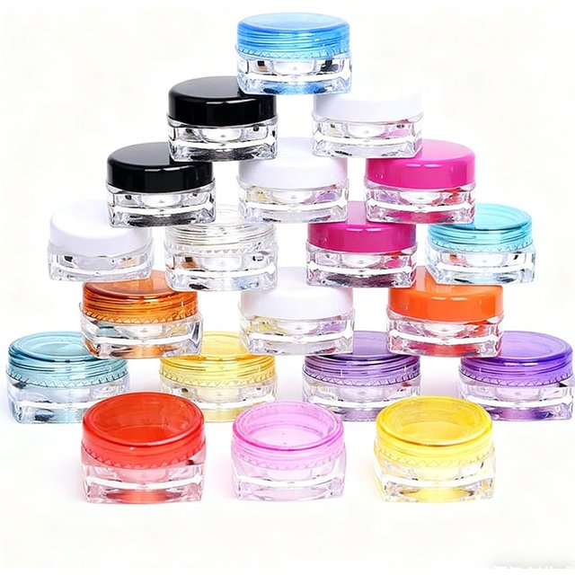 30Pcs 3g-5g Square Plastic Cosmetic Jars Sample Pots Clear Travel Containers For Eye Shadow Lip Balm Nails Powder Creams Jewelry