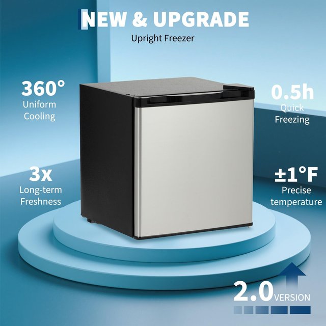 46L Under Counter Mini Fridge Freezer Stainless Steel Compact Refrigerator Adjustable Thermostat Removable Glass Shelves Reversible Doors For Drinks Skincare Sleek Small Fridge For Bedroom Camping