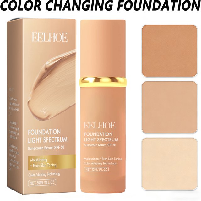 4 in 1 Color Changing Foundation Liquid with SPF 50 - Moisturizing Medium Full Coverage Concealer Daily Waterproof & Sweatproof