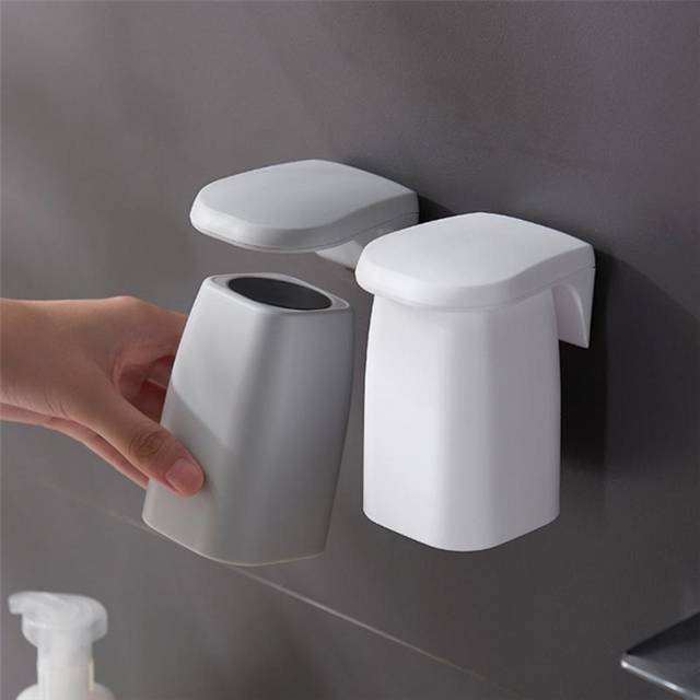 Magnetic Toothbrush Cup Wall Mount, Couples & Family Set, Fashionable and Minimalist, High-end Solid Color Toothbrush Cup