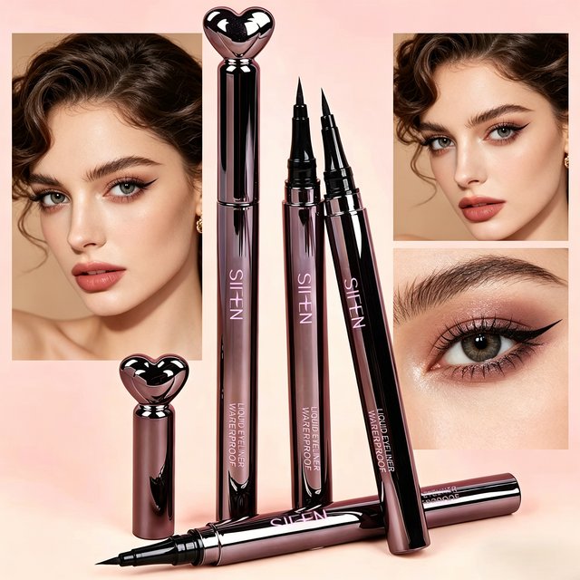 Crayon Eyeliner Liquide Noir Imperméable Longue Tenue Anti-Bavures en Forme de Cœur pour Maquilleurs Professionnels