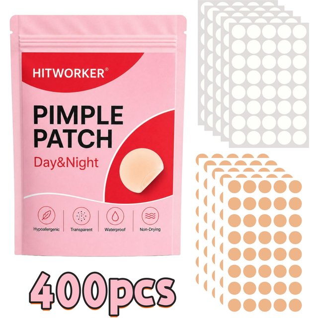 400pcs Hydrocolloid Pimple Patch for Daily Skin Care, Invisible Spot Cover Patches, Ultra Thin Clear Face Patches, Waterproof &