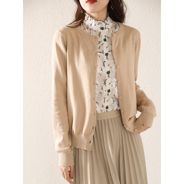 Lightweight Breathable Simple Outerwear 2026 Autumn New Long Sleeve Knit Sweater Women Cardigan Sunscreen Coat Casual Cover Up