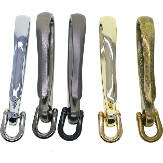 Porte-clés en forme d'hameçon de pêche japonais, finition miroir, manille à vis, chaînes pour jeans, EDC, FOB, DIY, couleurs assorties, style biker, punk classique