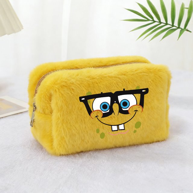 SpongeBobs Makeup Bag Girls School Kawaii Expression Pencil Case Women Travel Organization Cosmetics Pouch Kids Gift Hot Sales
