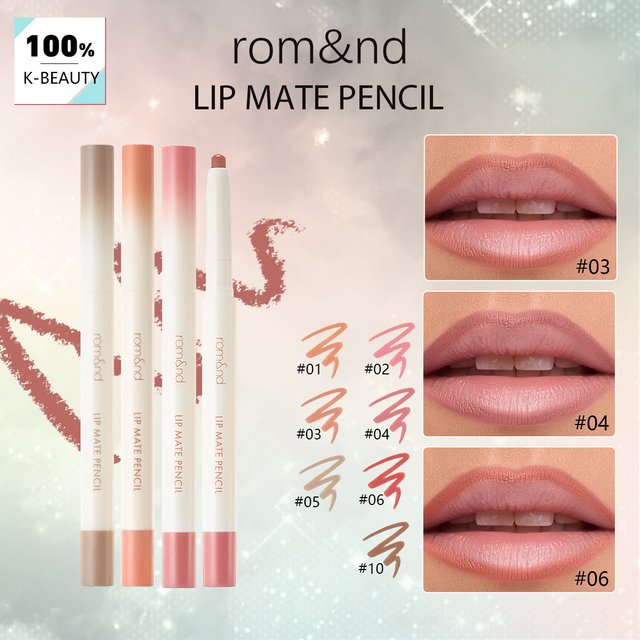 rom&nd LIP MATE PENCIL,Velvet Matte Texture,Smooth Pencil Core,Luxury Makeup,Korean Cosmetic,K-Beauty,Korean Makeup