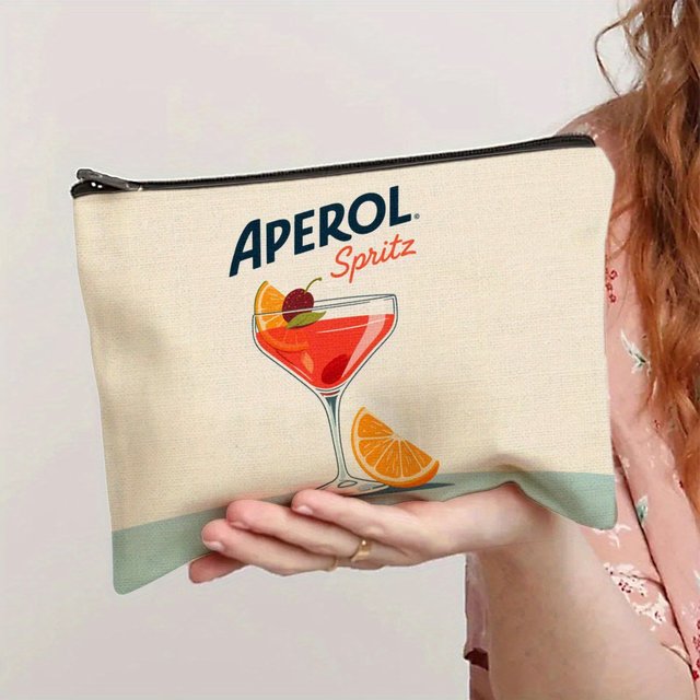 A Cocktail makeup bag - cute multifunctional zipper pouch for women, jewelry storage bag