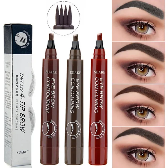 Crayon à sourcils 4 points Maquillajes Para Mujer, liquide imperméable, maquillage longue durée,