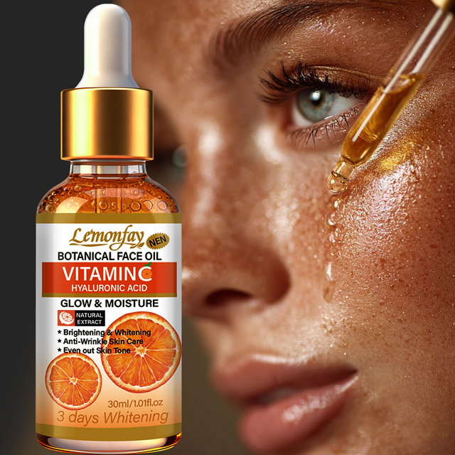 Lemonfay Vitamin C Botanical Face Oil, Hyaluronic Acid Glow & Moisture Serum for Brightening & Anti-Wrinkle Skin Care