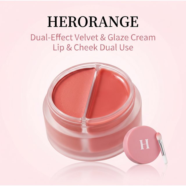 Herorange Dual Purpose Lip Cheek Balm Silky Texture Easy Blend Brighten Tone Daily Commute Makeup