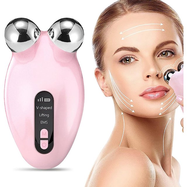 EMS masseur Facial rouleau microcourant Machine de Lifting du visage v-face rouleau masseur rajeunissement de la peau Anti-rides dispositif de beauté