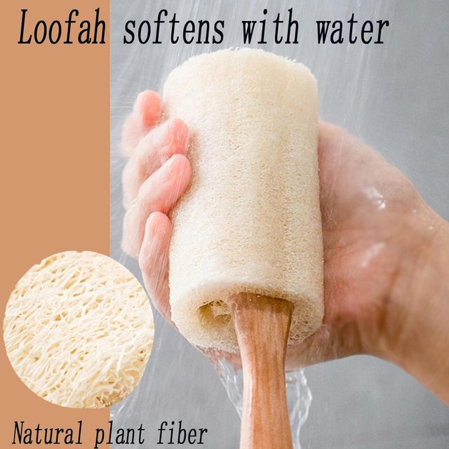 1PC Exfoliating Loofah Bath Brush Loofah Sponge Body Scrubber With Long Wooden Handle Back Brush Skin Care Body Clean Brush