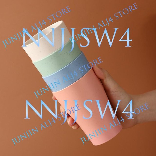 300ml Multi Color Wheat Straw Household Drinking Cup Children's Plastic Mouthwash Simple Anti Drop Drinking Toothbrush Cup D4