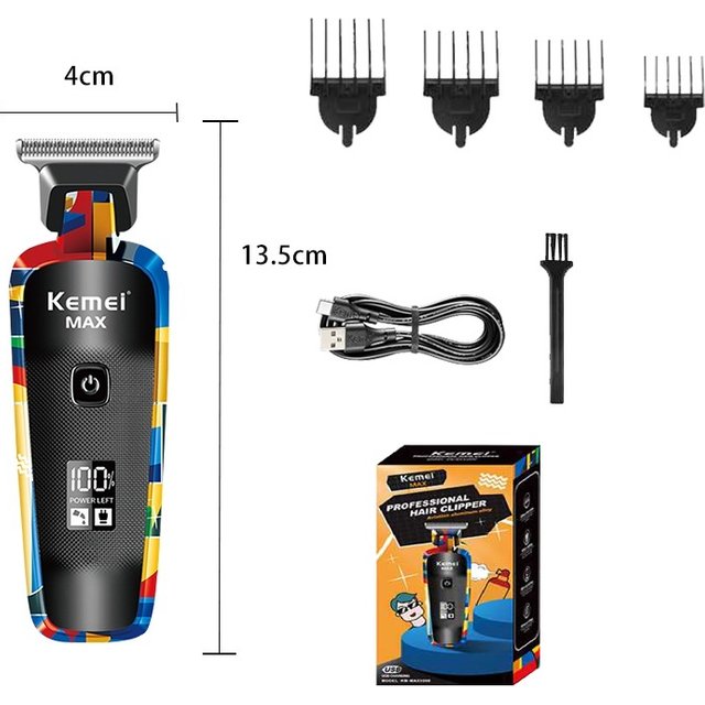 Kemei KM-MAX5090 Men's Electric Hair Clipper Multifunctional Home Trimmer with Graffiti Design USB Rechargeable Razor Shaver