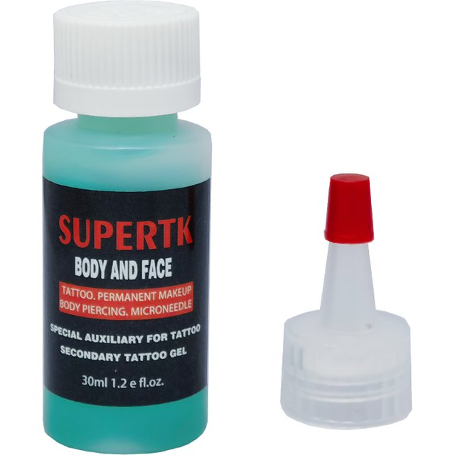 Supertk Tattoo Blue Gel During Permanent Makeup Eyebrow Tattoo Microblading Piercing Pmu Auxiliary Secondary Gel 1.2OZ