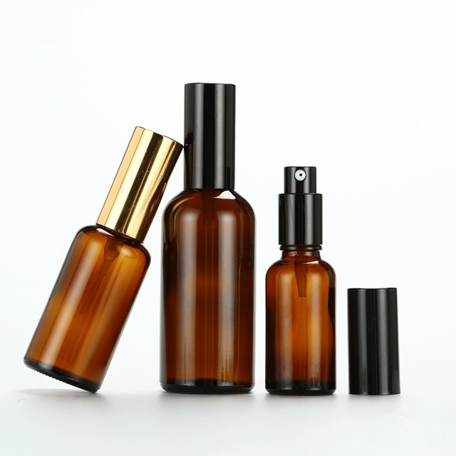 Bouteille de pulvérisation en verre marron de 10 à 100ml, pour éviter la lumière, parfum, cosmétiques, embouteillage, Toner pressé, pompe à pression vide et rechargeable, vente en gros