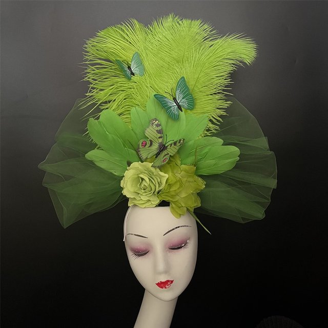 Feather Headdress Catwalk Model Competition Headpiece Exaggerated Headwear Stage Makeup Styling Hair Accessories