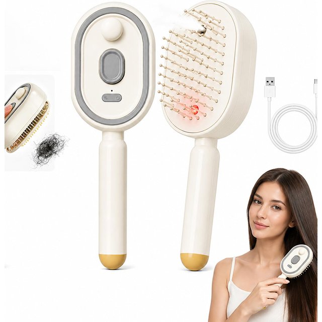 Electric Spray Hair Brush Rechargeable Water Spray Hair Brush Anti-Static Hair Brush Reduce Frizz Electric Steam Massage Comb