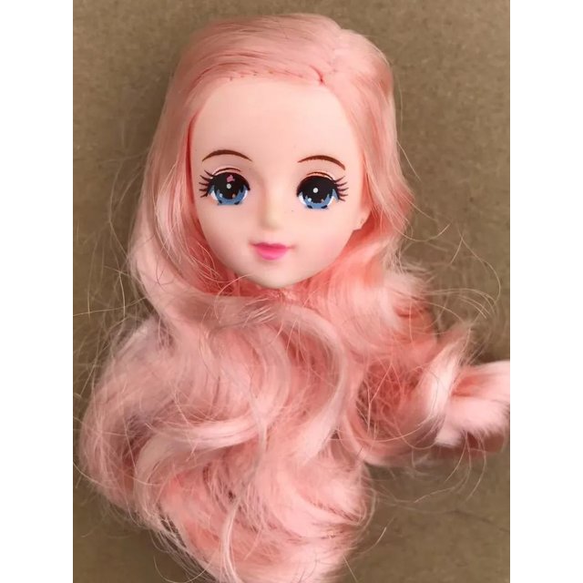 Original Licca Doll Heads Cute Little Girl Bald Head Hair Planting Colorful Heads DIY Makeup Practice Doll Accessories Kids Gift