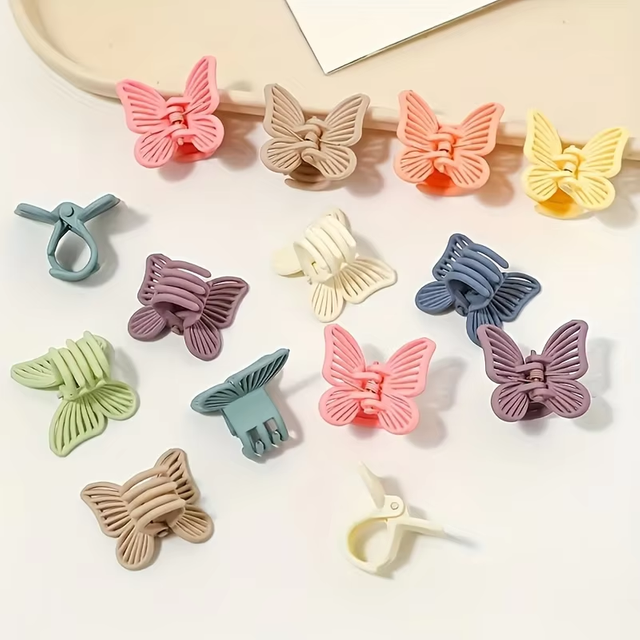 20 pieces of various butterfly and square hair clips, random colors, plastic, basic styles, cosmetics, hairstyle accessories