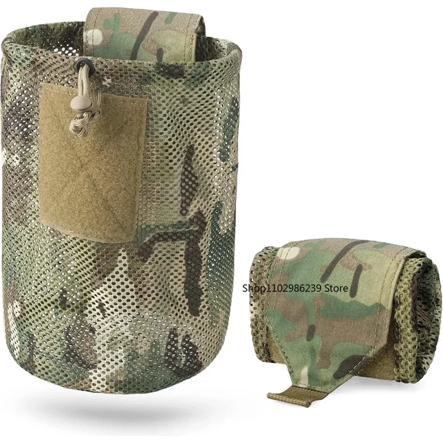 Taktische MOLLE Dump-Tasche – Aufrollbare Magazintasche mit Kordelzug, faltbare Hüfttasche mit Netz-EDC-Tasche für Jagd und Schießsport