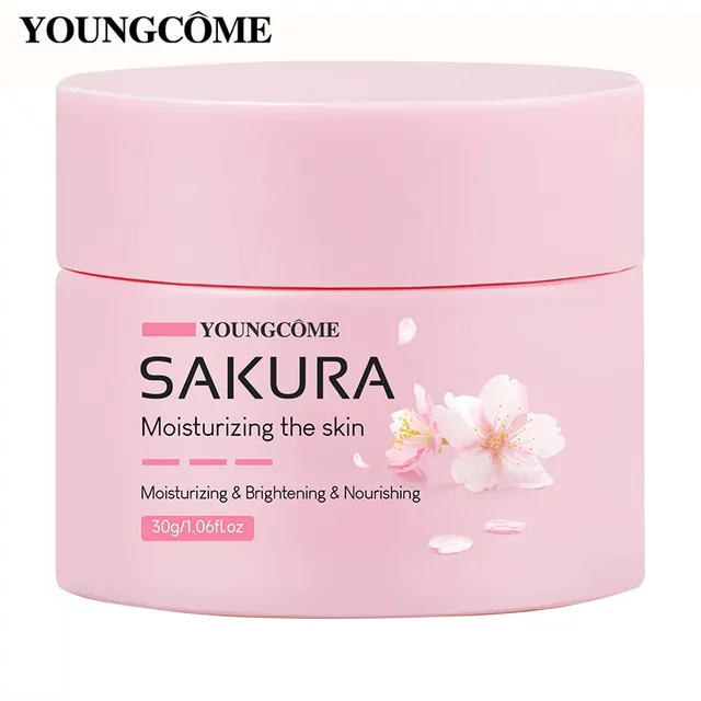 YOUNGCOME Sakura Essence Cream Cherry Blossom Facial Moisturizer for Dry & Rough Skin Anti Aging Face Lifting Wrinkle Removal