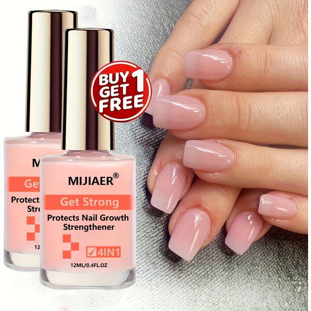 Buy 1 Get 1 Free 2-pack Keratin Strengthening Nail Polish, Natural Pale Pink, Air-Dry Hardener, Perfect Gift for women