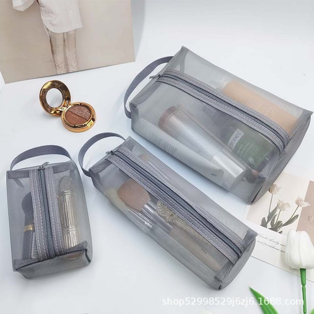3PCS Mesh Storage Bags Portable Travel Makeup Bag Toiletries Organizer Lotion Storage Bag Small Zipper Bag for Portable Use