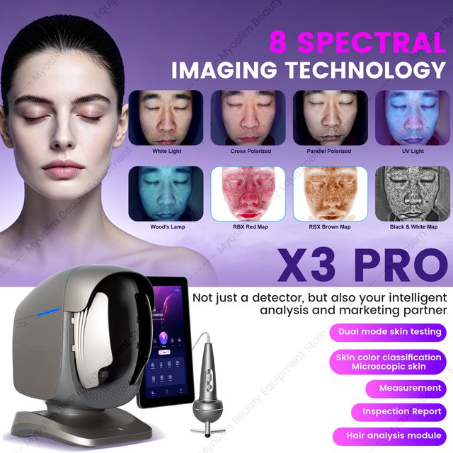 AI Facial Scalp Skin Analyzer 3D 20+ Indicators 5 Modes Cloud Sync Salon Diagnostic Scanner