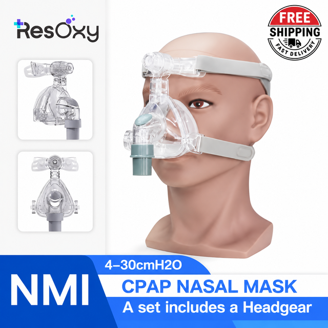 Resoxy NMI CPAP Full Face Mask Double Layer Silicone Cushion Quiet Exhaust Comfortable Headgear for Sleep Snoring Apnea