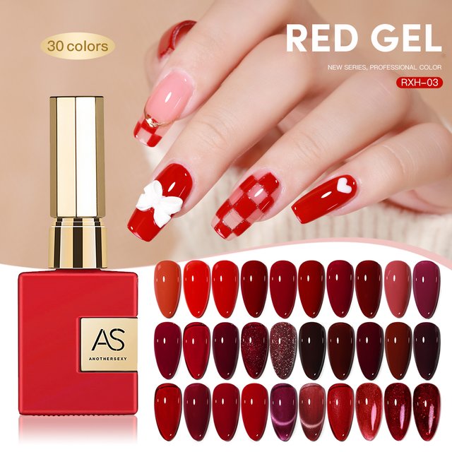 AS 15 ml Gel-Nagellack, nicht im Set, Neujahr, semi-permanent, Hybrid, schwarz, rot, Gel-Nagellack, Valentinstag-Nagelkunst, emaillierter Lack