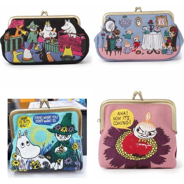 Kawaii Anime Moomins Series Mini Coin Purse Creativity Cute Cartoon Role Embroidery Portable Exquisite Makeup Bag Women Gift